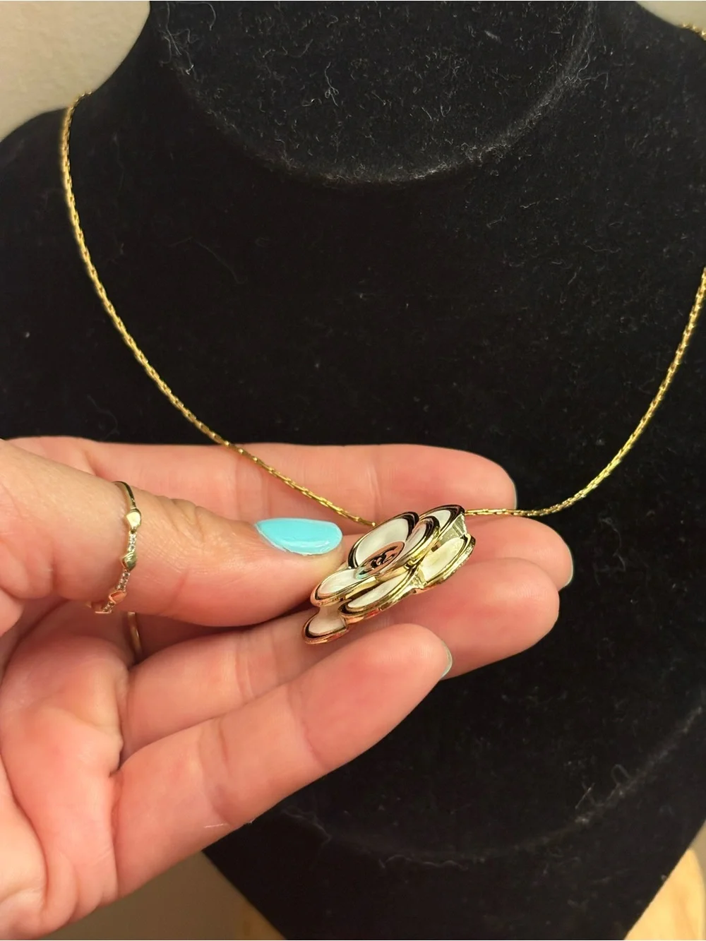 White cc Pendant with stainless steel Necklace